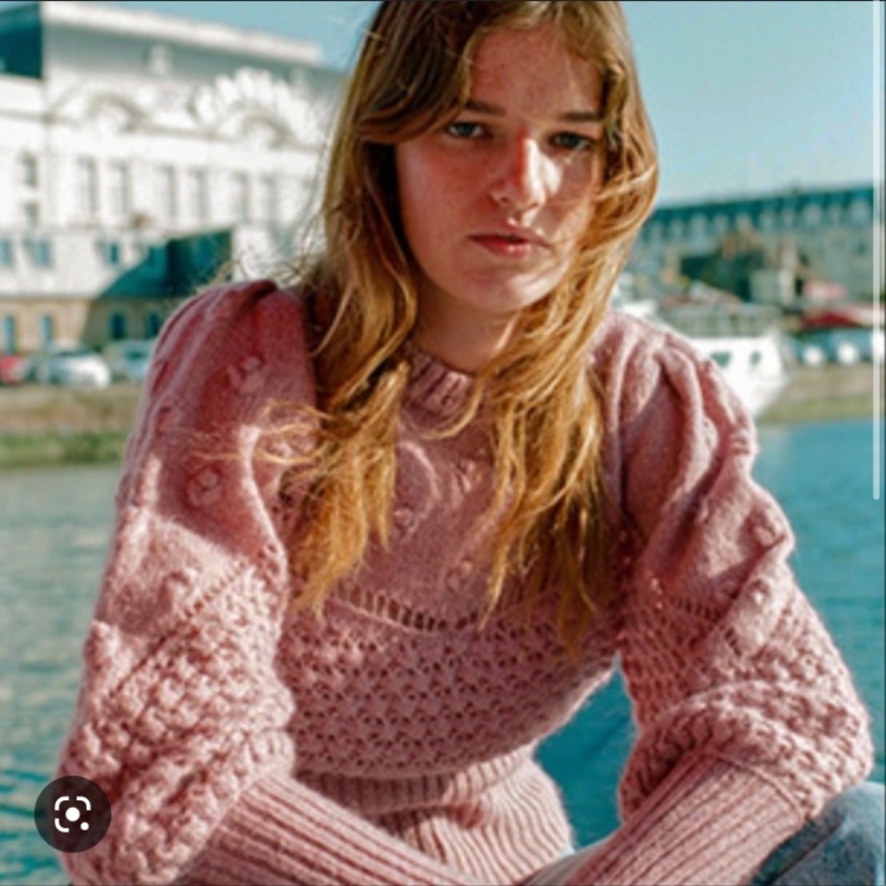 NWT Rouje open knit mohair blend pink Sylvie sweater size 34